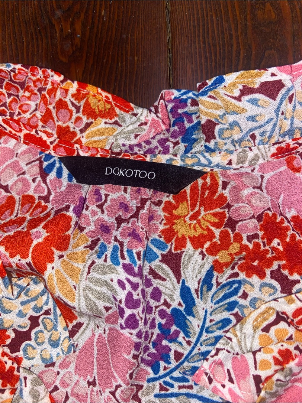 DOKOTOO Maximalist Eclectic Cottagecore Chintz Multicolor Floral Ruffle Dress - Picture 5 of 5